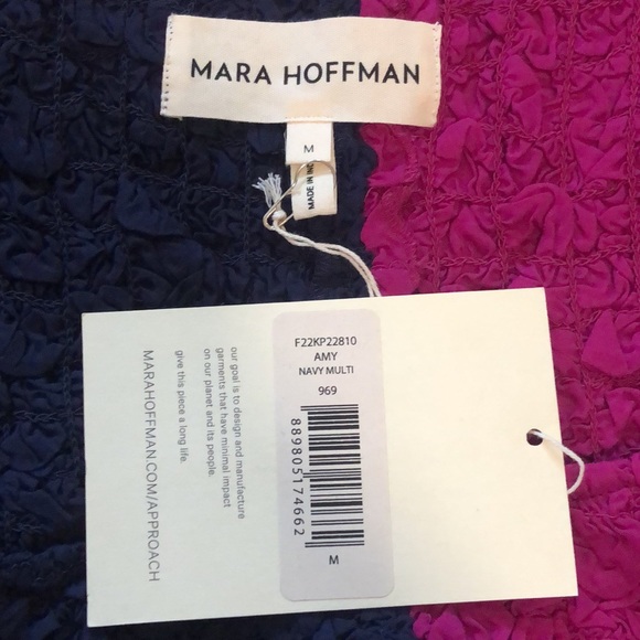 Mara Hoffman Amy Popcorn Dress Abstract Navy Fuchsia Bodycon Colorblock Designer - Picture 14 of 16